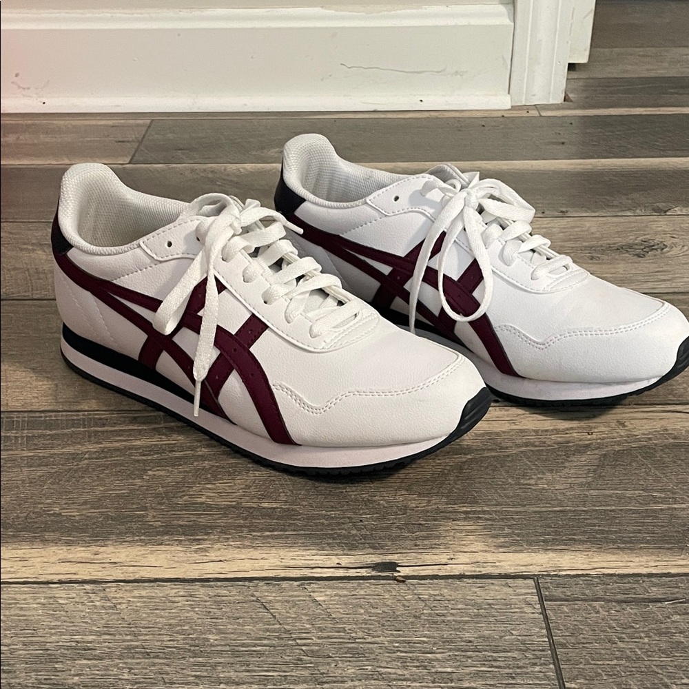 Asics White and Burgundy Men's Sneakers